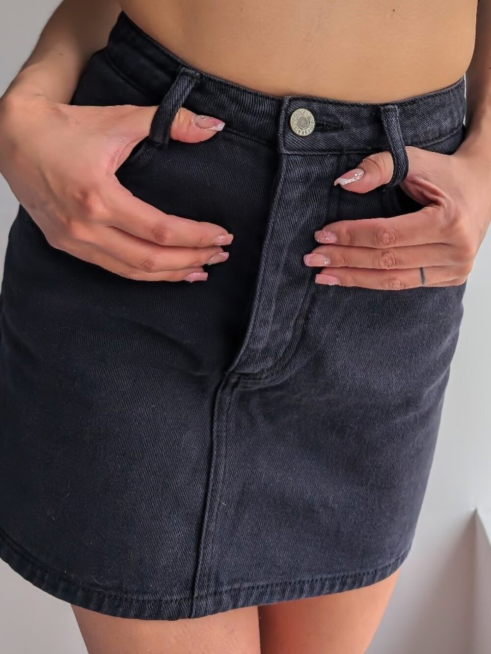 Black Denim Mini Skirt